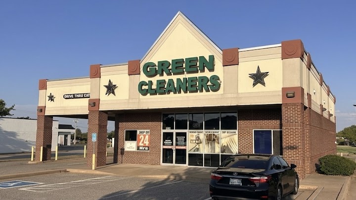 Green cleaners storefront photo from Google